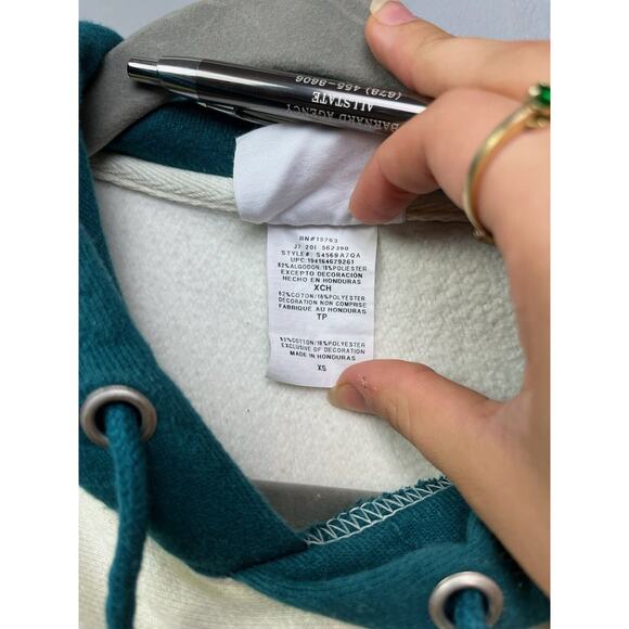 Champion Hoodie Adult XS Cream Green Reverse Weave Warm Up Heavy Sweatshirt - Picture 5 of 9